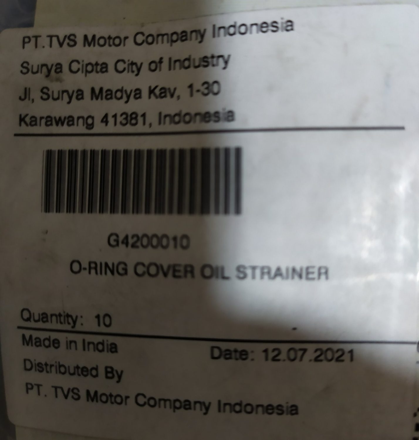 oil strainer cover