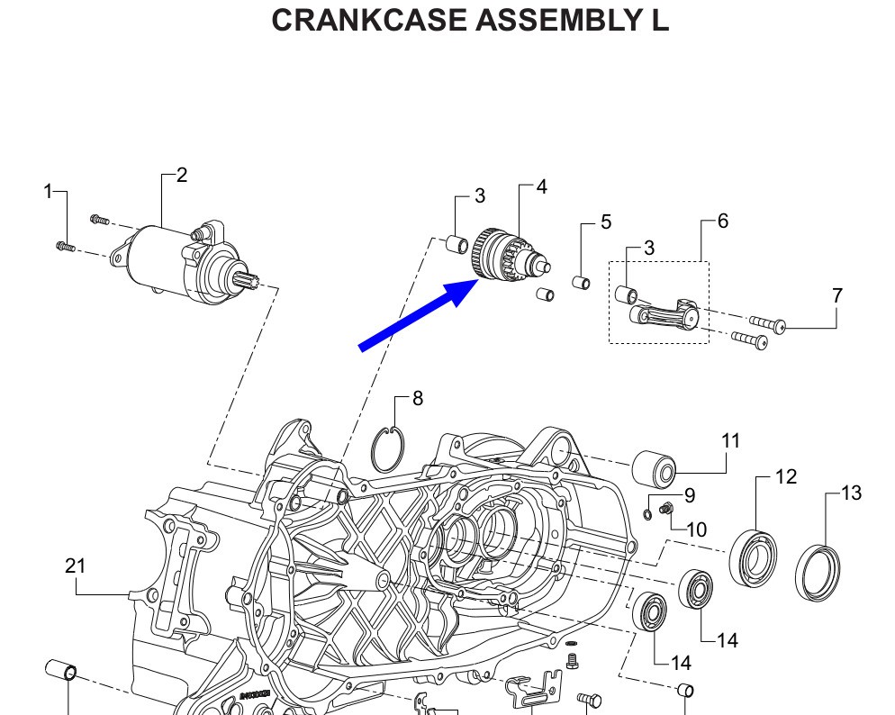 Diagram of TVS Dazz Bendix Drive