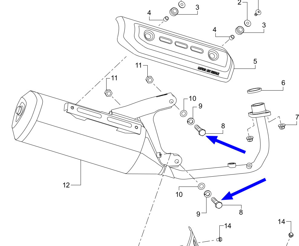 diagram tvs dazz muffler hex bolt m10x45
