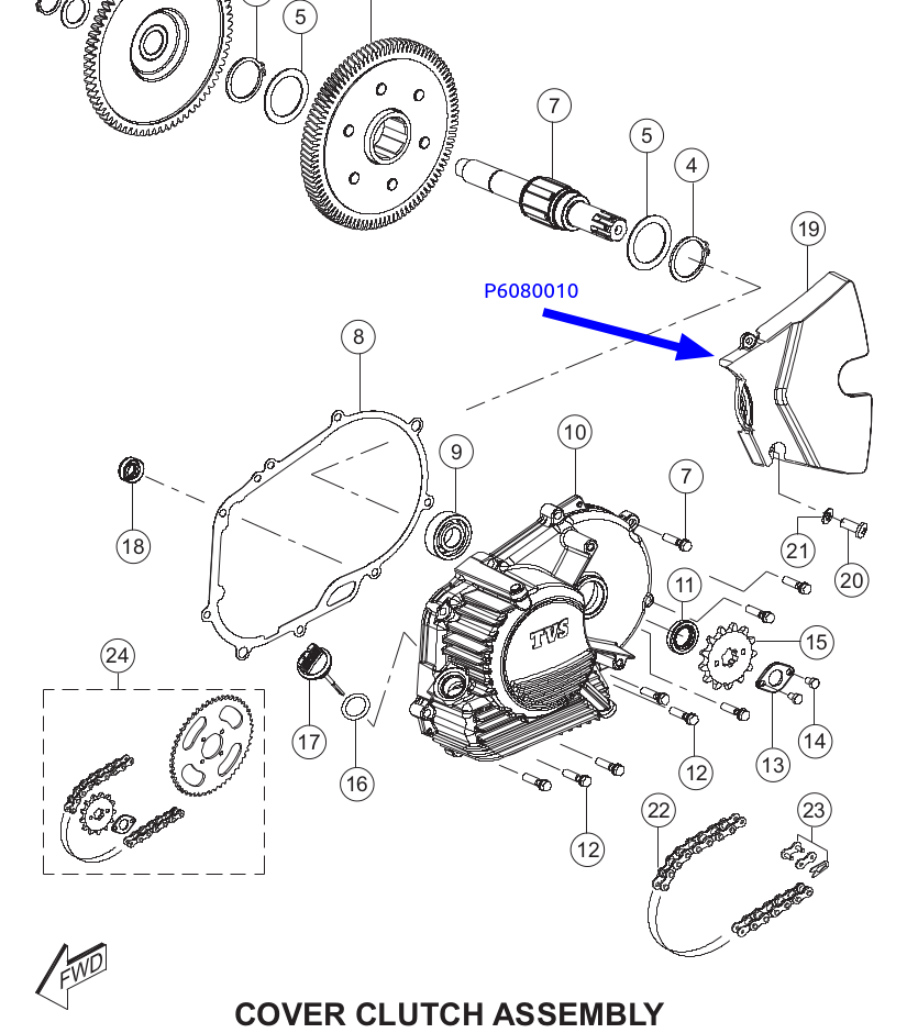 TVS XL100 Engine Sprocket Cover Genuine TVS Part P6080010